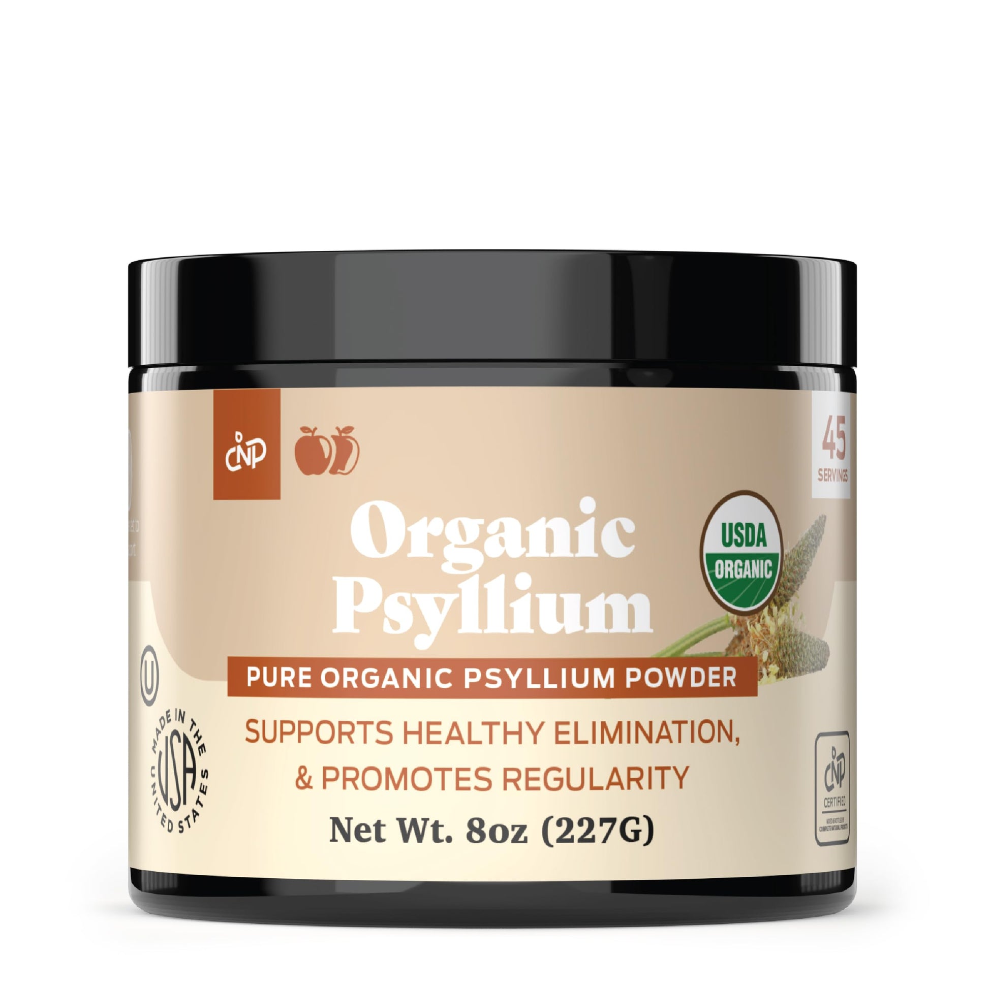 Complete Natural Products Organic Psyllium Husk Powder & Fiber Supplement Bulk Pure Organic Whole Unflavored Psyllium Seed, 8 Ounce