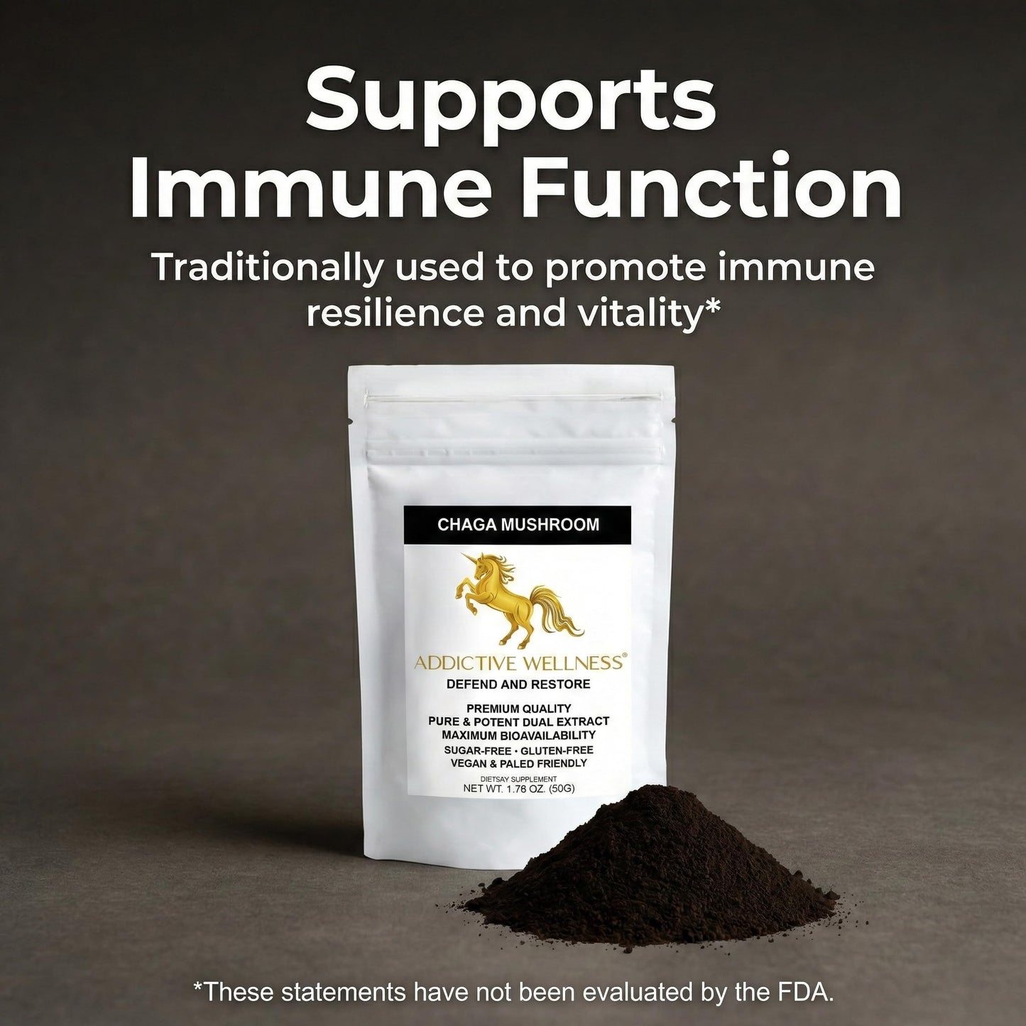Addictive Wellness Chaga Mushroom Extract Powder 1.76 oz