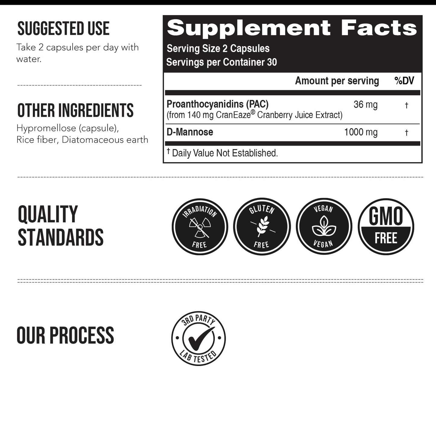 Triquetra Health CranEaze Cranberry Juice Extract Plus D-Mannose Capsules, 60 Capsules