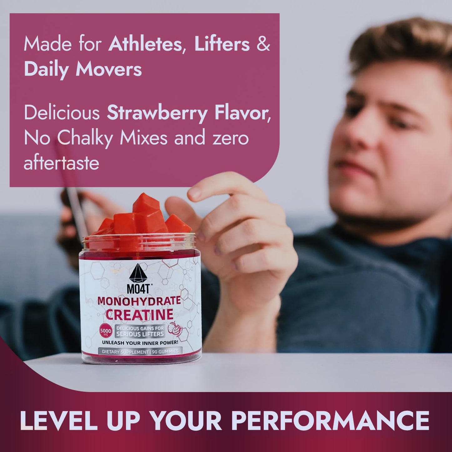 MOMOF4TRANSFORM Creatine Monohydrate Gummies, 90 Count