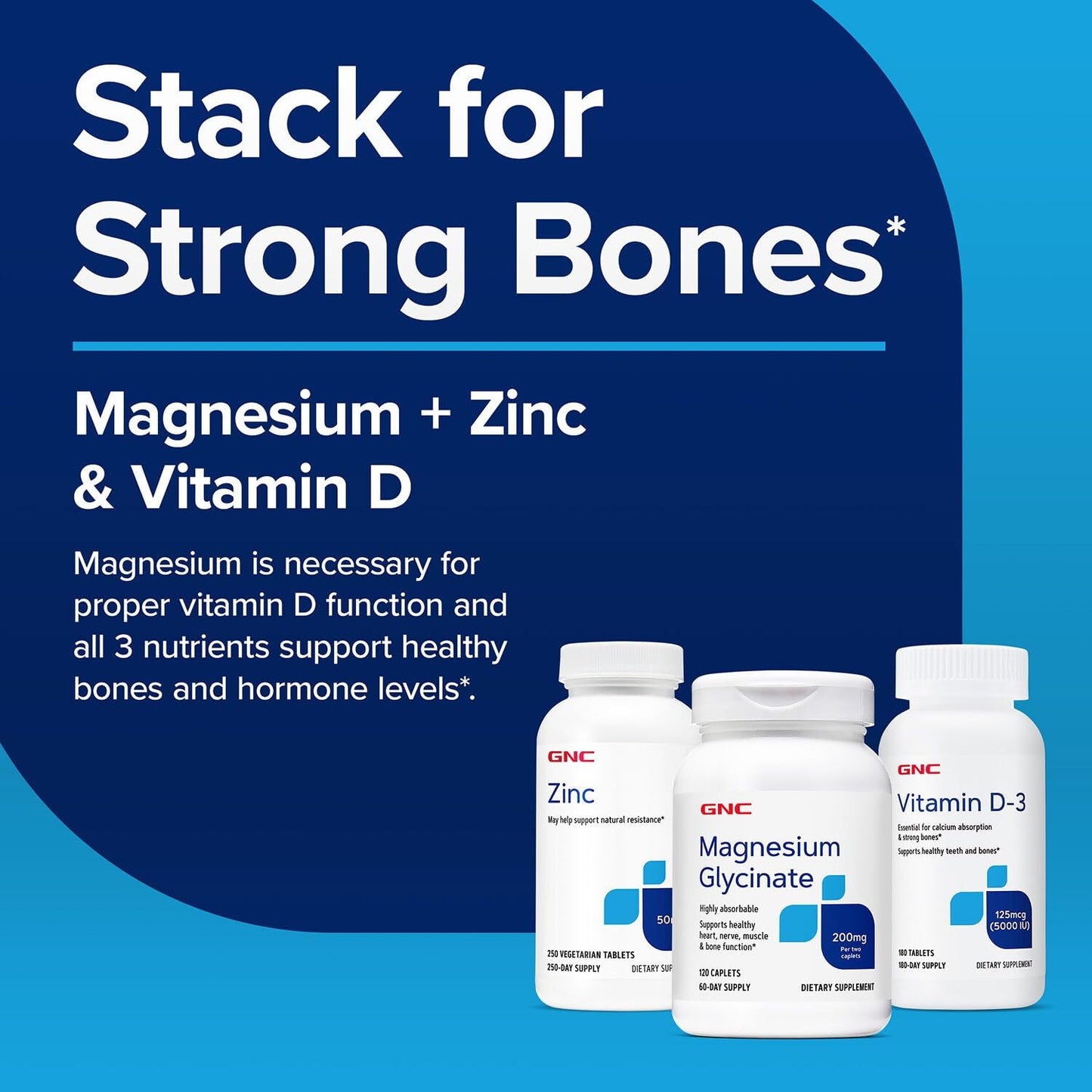 GNC Magnesium Glycinate Caplets, 200 mg, 120 Count