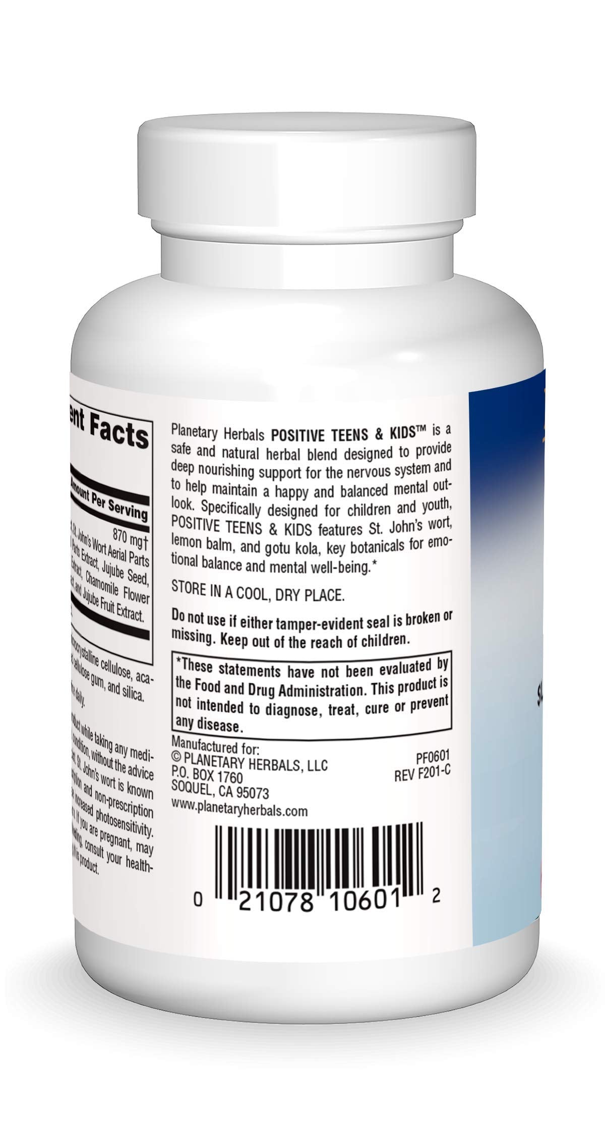 Planetary Herbals Positive Teens & Kids 435mg, Supports Emotional Well-Being, 120 Tablets