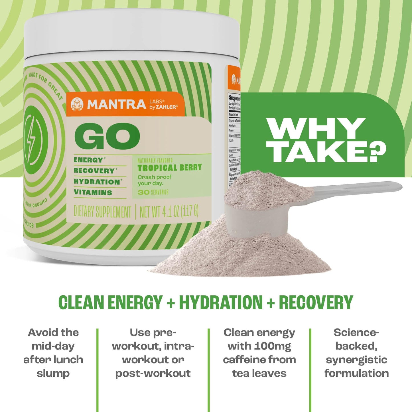 Zahler Mantra Go Pre-Workout Energy Booster Powder, 4.1 Ounce