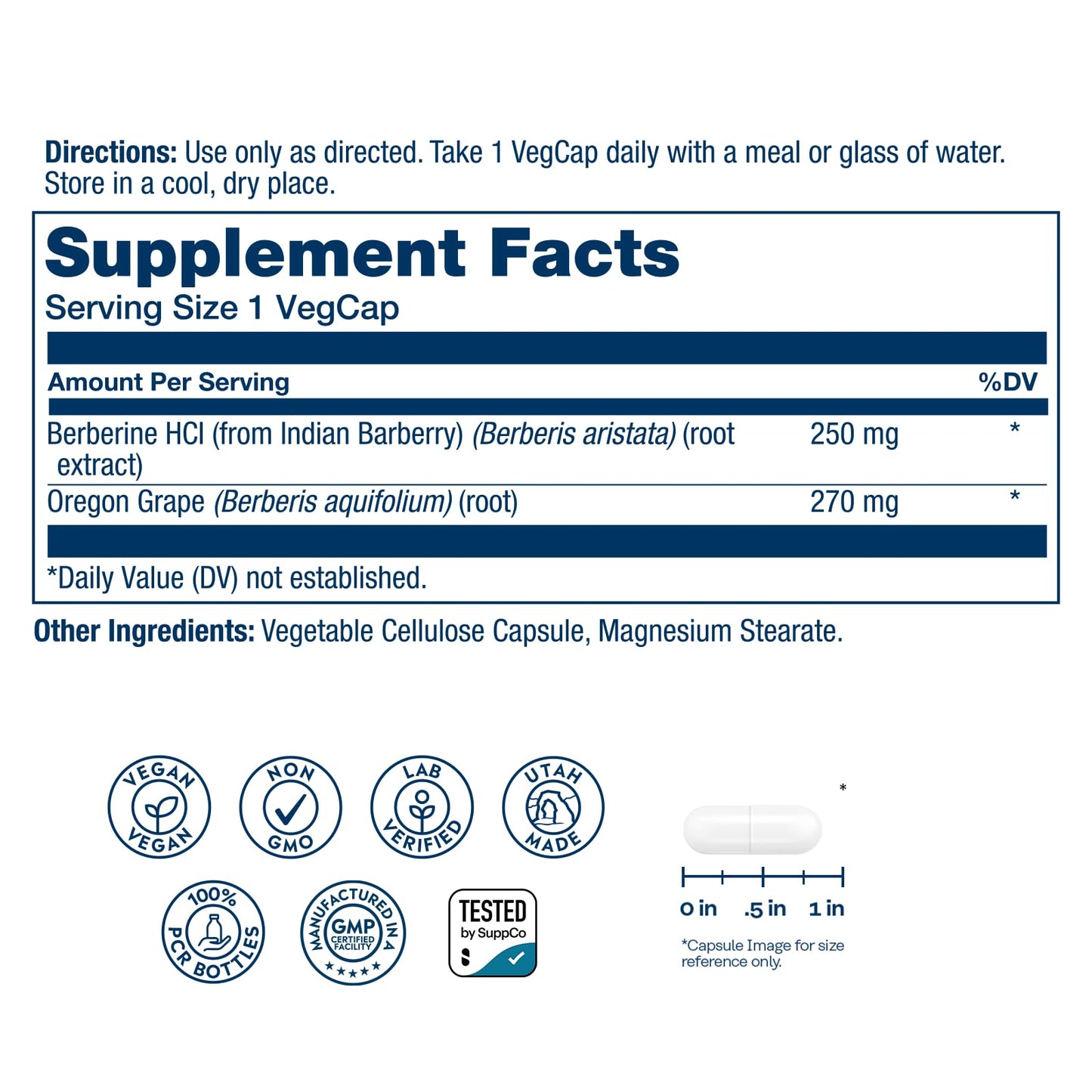 SOLARAY Berberine Supplement 250 mg, 60 Capsules