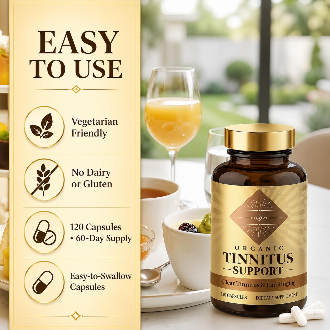 QDXHAYC Tinnitus Support Supplement, Ear Ringing & Auditory Comfort Capsules 480