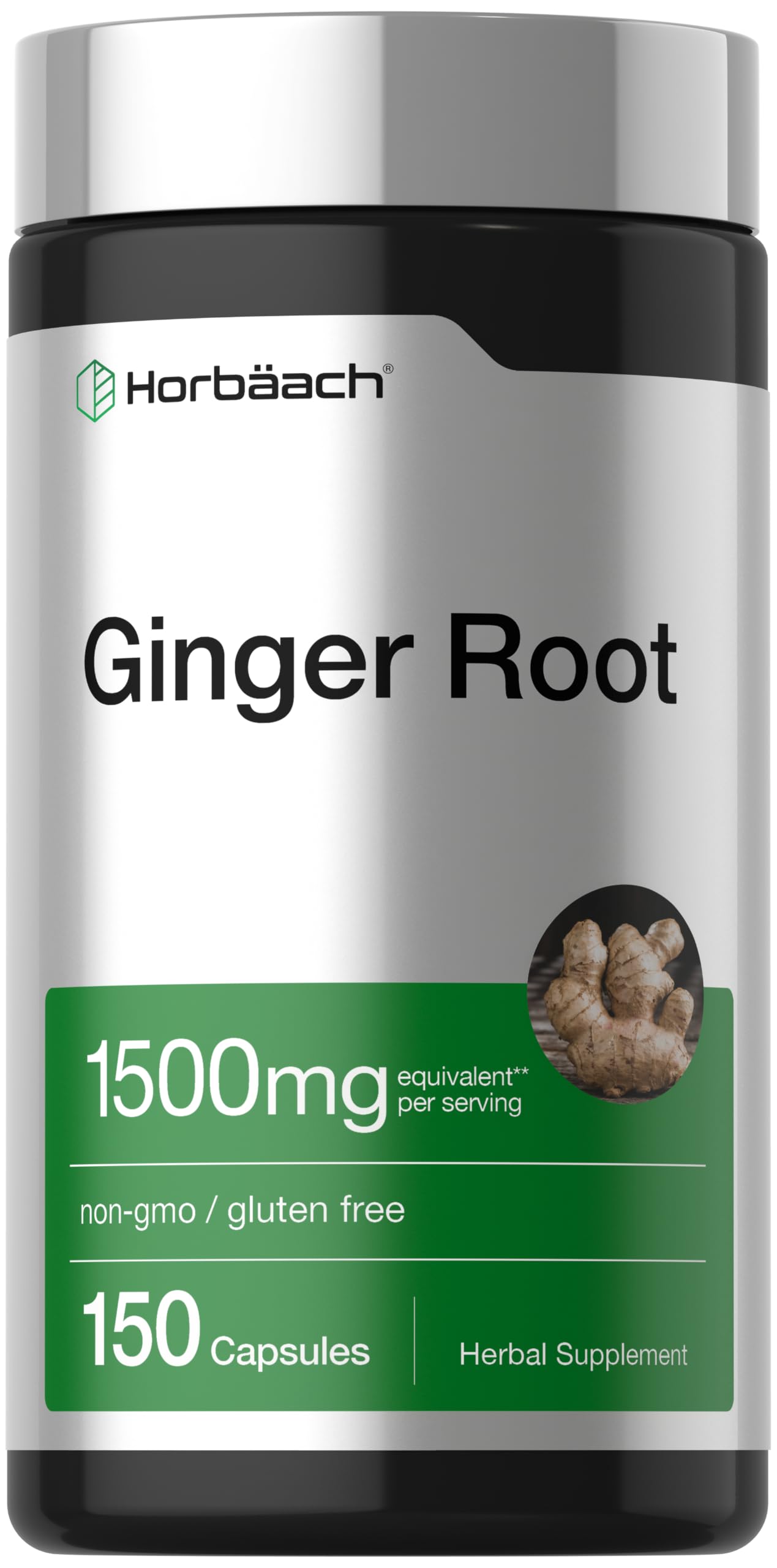 Horbäach Ginger Root Extract Supplement Capsule, 150 Count