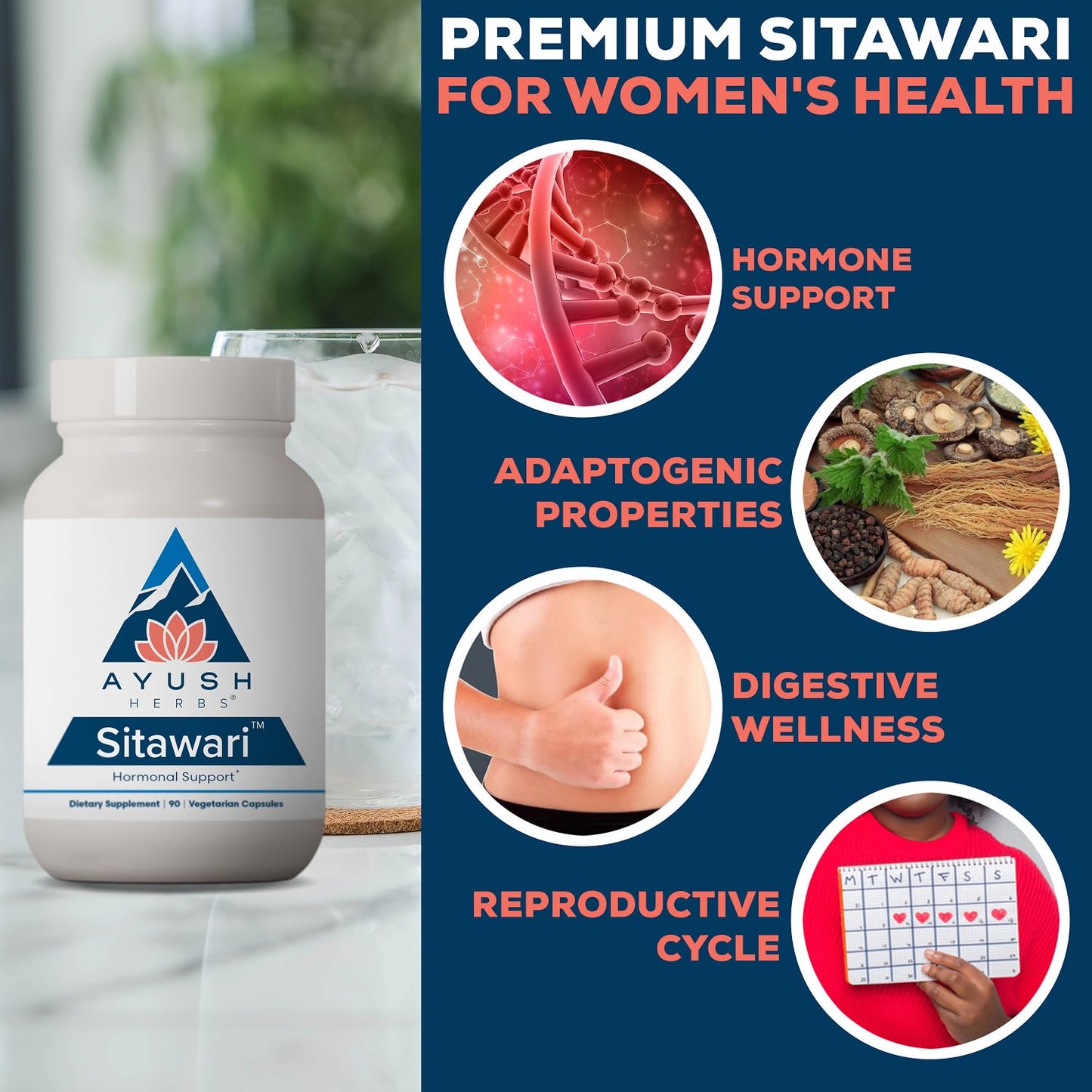 Ayush Herbs Shatavari Capsules for Women, 90 Count
