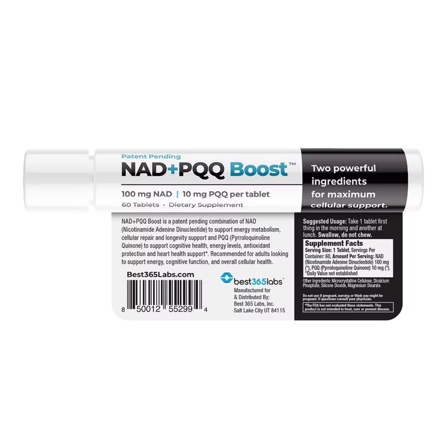 Best 365 Labs NADPQQ Boost NAD+ Supplement with PQQ for Mitochondria Tablet, 60 Count