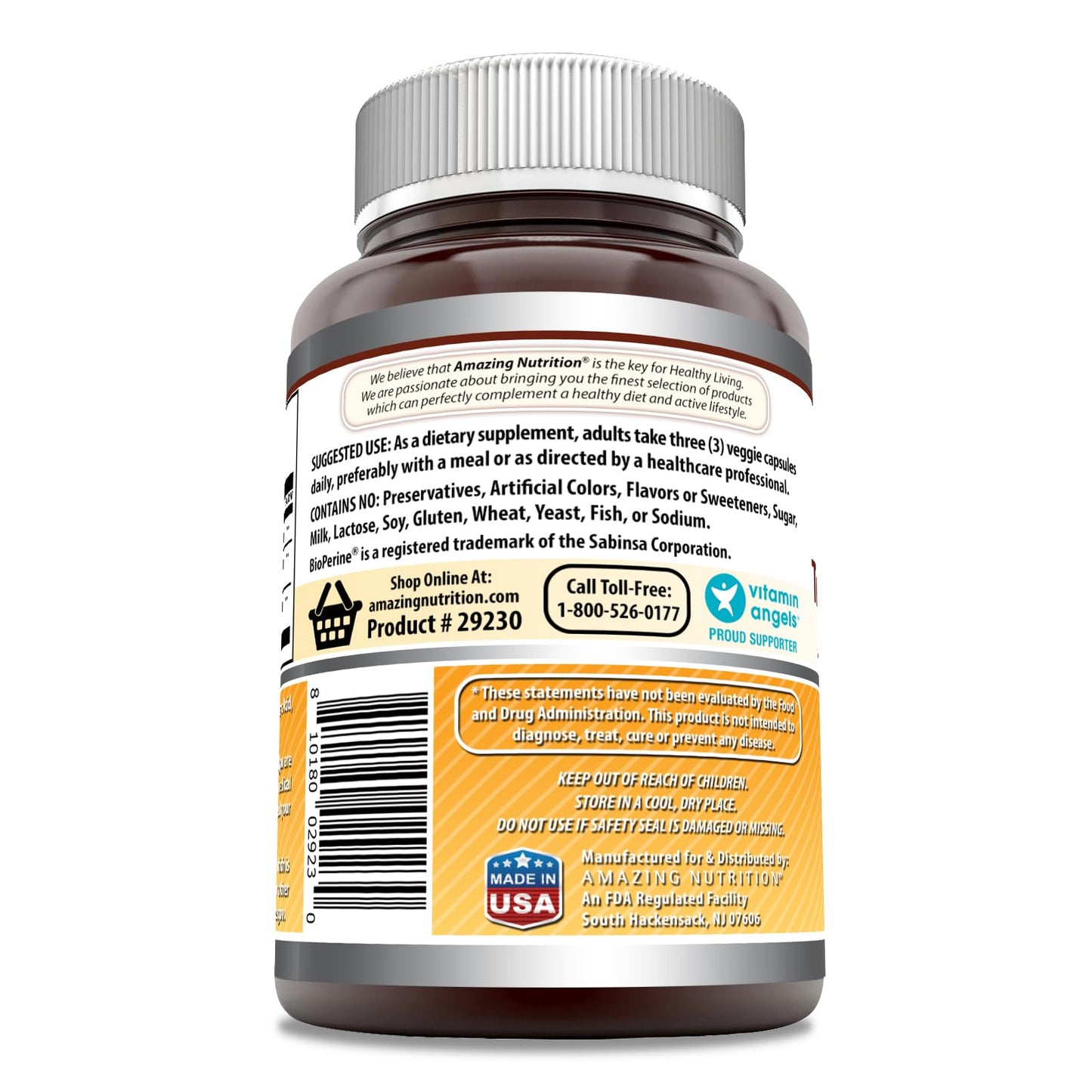 Amazing Nutrition Turmeric Curcumin with Bioperine Supplement Capsules 180 Count