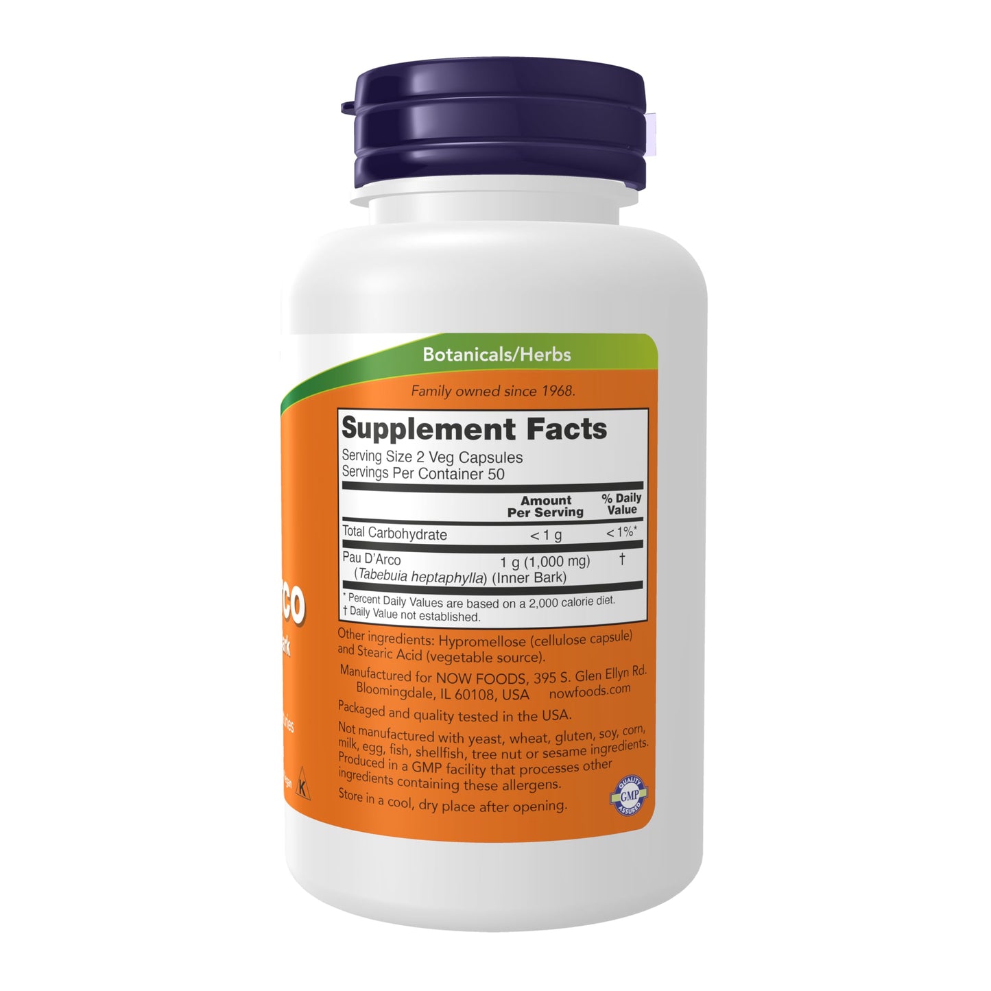 NOW Foods Pau D'Arco (Tabebuia heptaphylla) 500 mg, 100 Veg Capsules