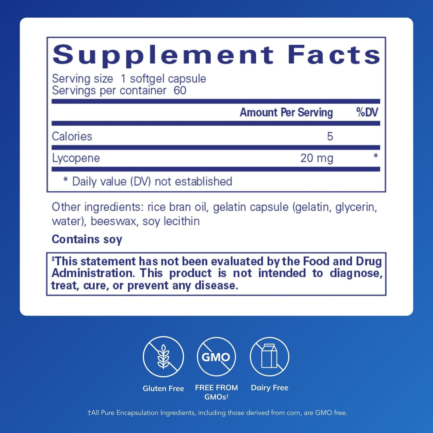 Pure Encapsulations Lycopene 20 mg Softgel Capsules, 60 Count