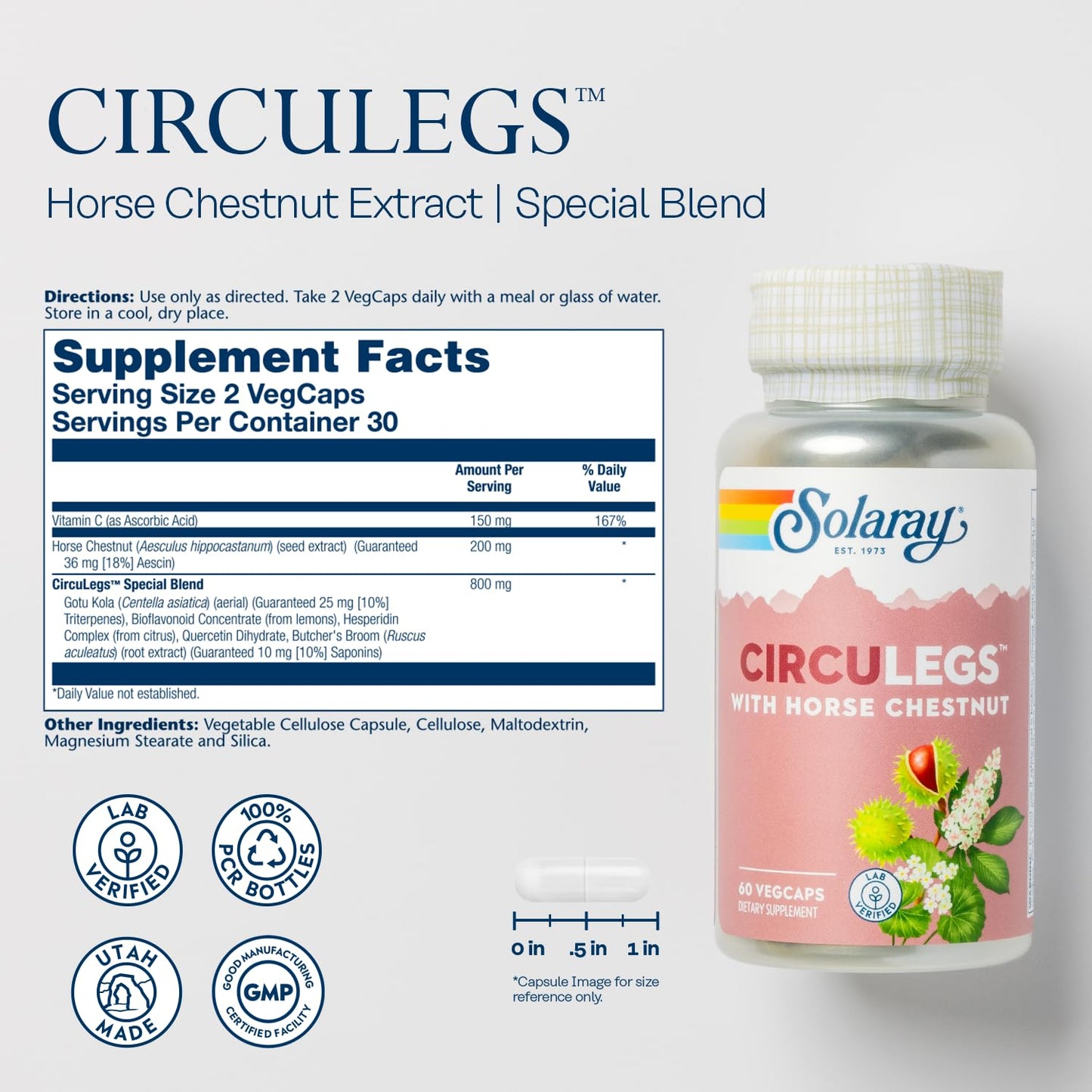 SOLARAY Circulegs Capsules, 60 Count