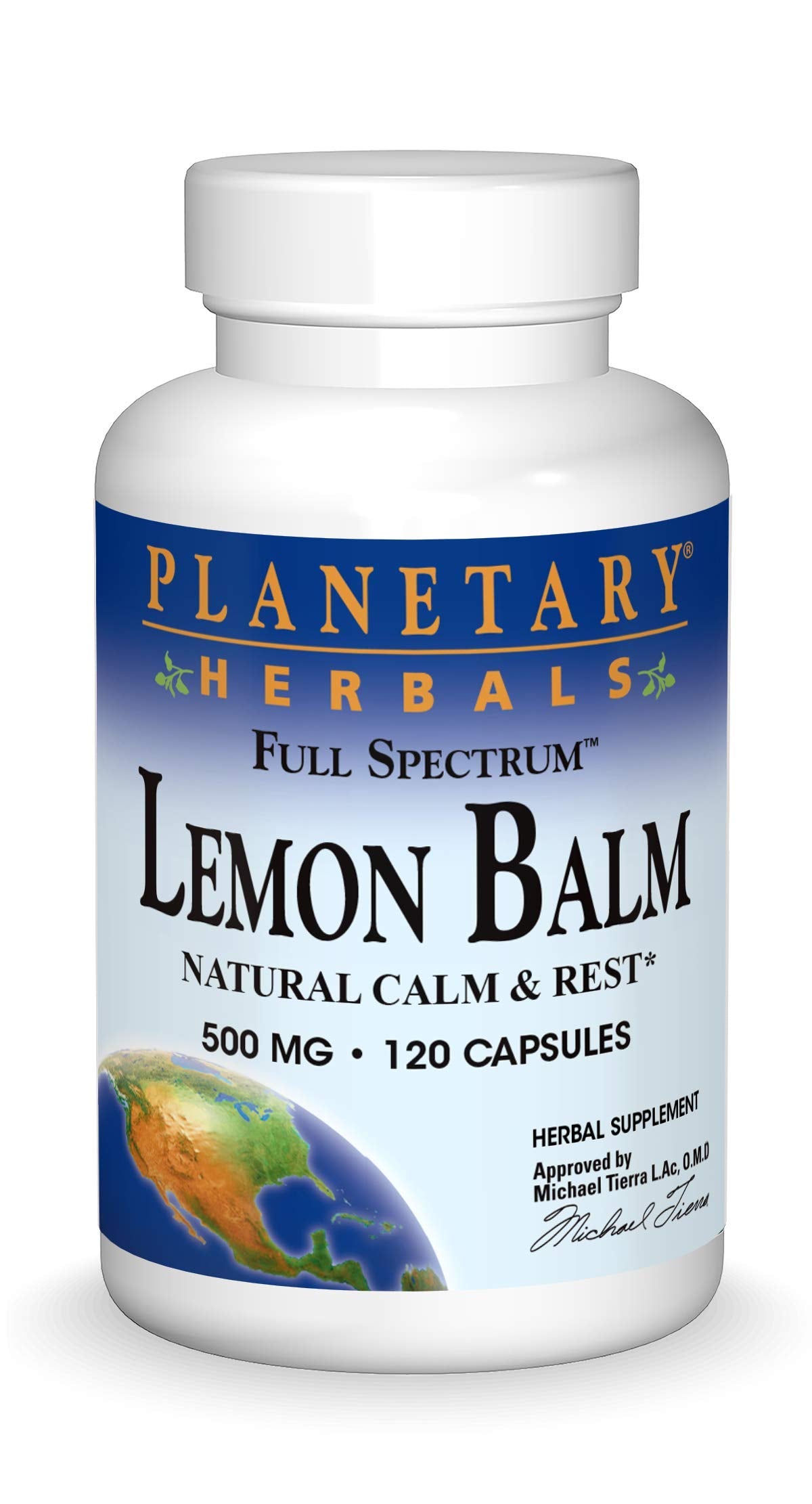Planetary Herbals Lemon Balm Full Spectrum 500mg Capsules 120 Count