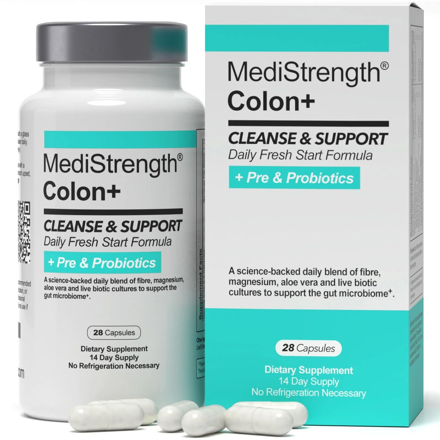 MediStrength Colon+ Cleanse & Support, Pre + Probiotics Capsule, 28 Capsules