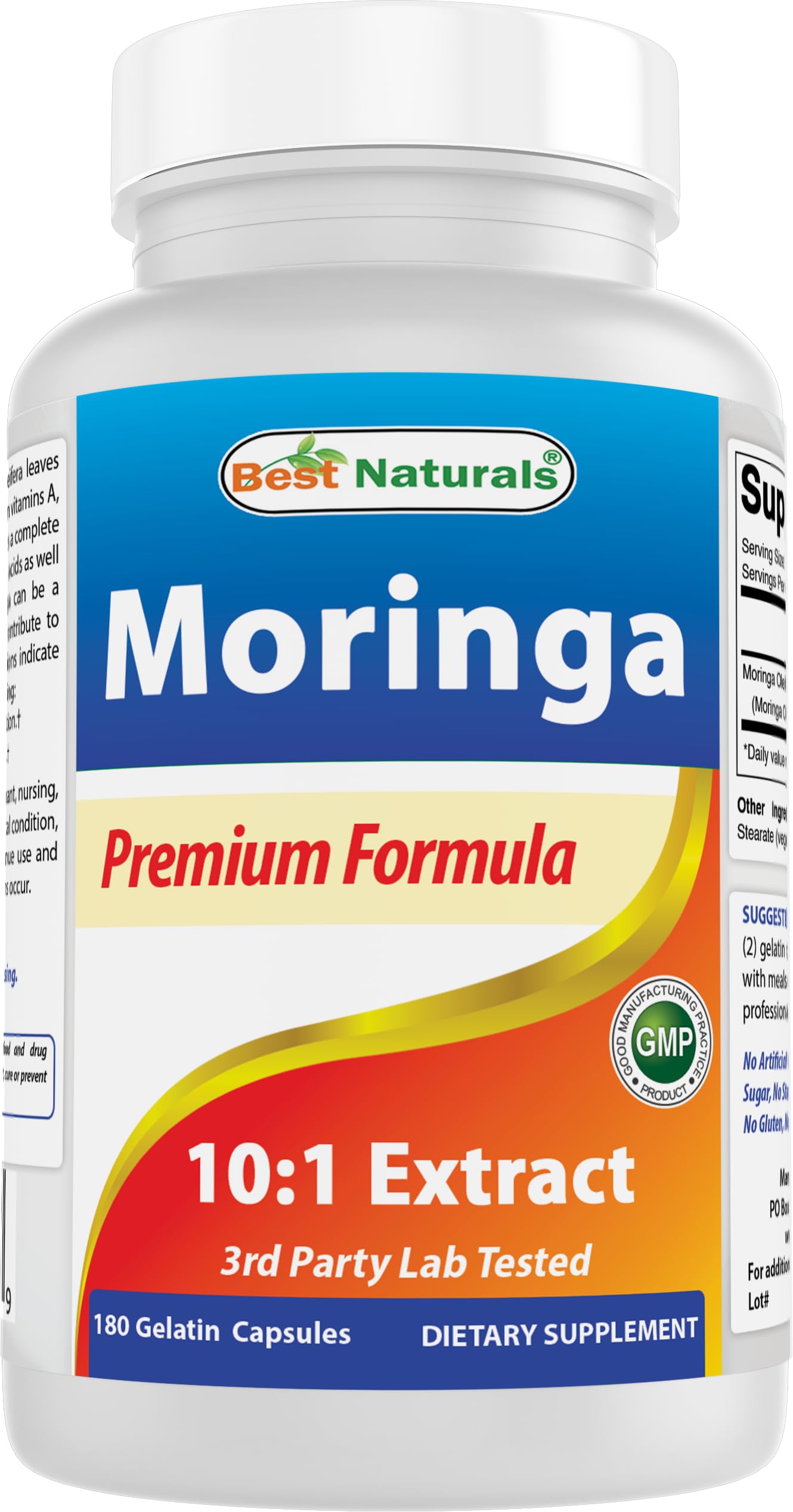 Best Naturals Moringa Extract 10:1 1500mg Capsules, 180 Count