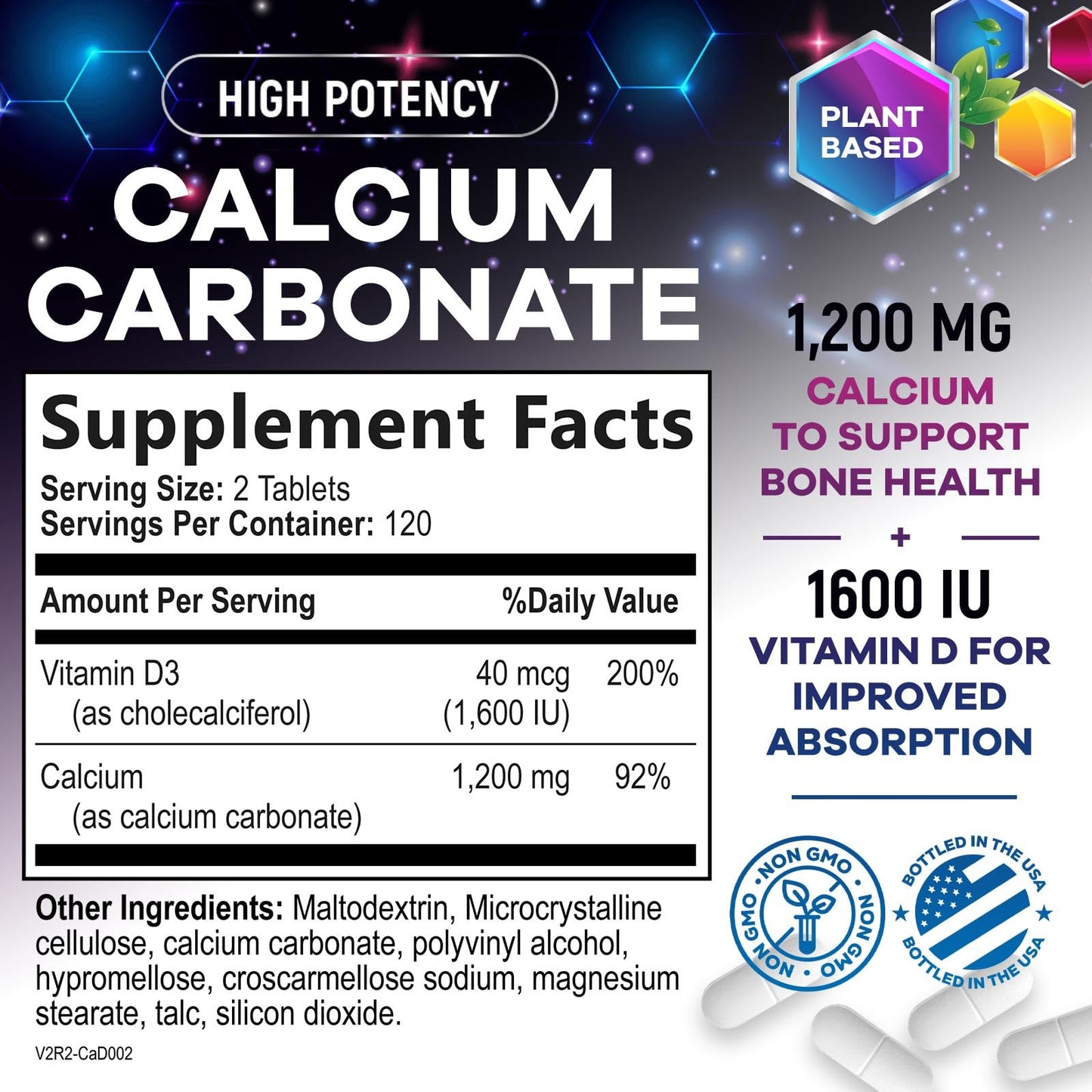 Nature's Peak Calcium 1200 mg with Vitamin D3 Tablets, 240 Count