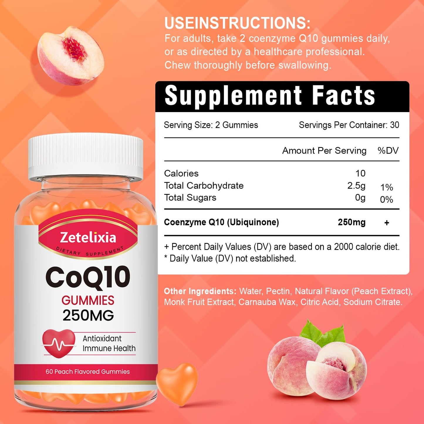Zetelixia CoQ10 Gummies 60 Count