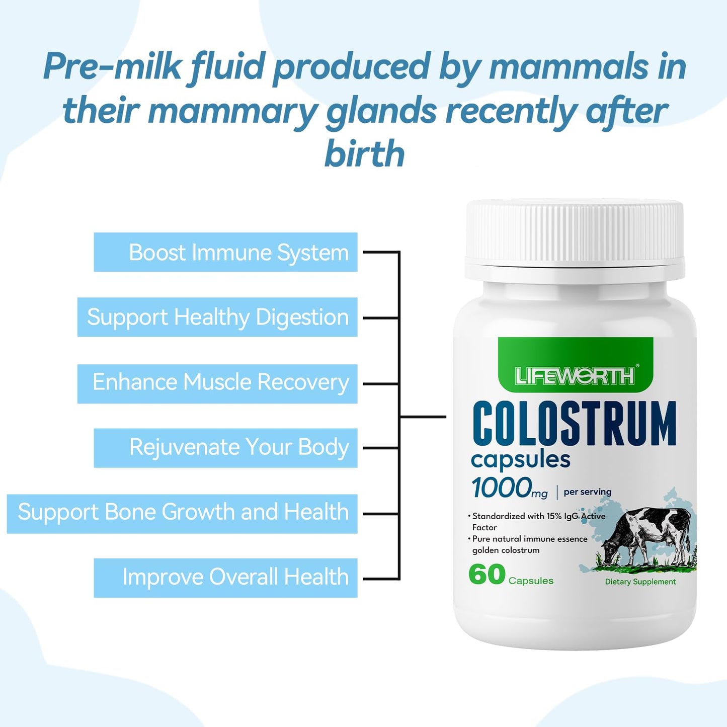 LIFEWORTH Pasture-Raised Colostrum Capsule, 1 Count