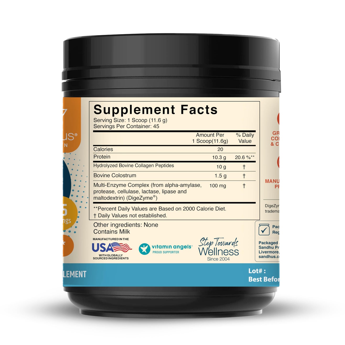Sandhu's Bovine Colostrum with Collagen Powder, 18.41 oz