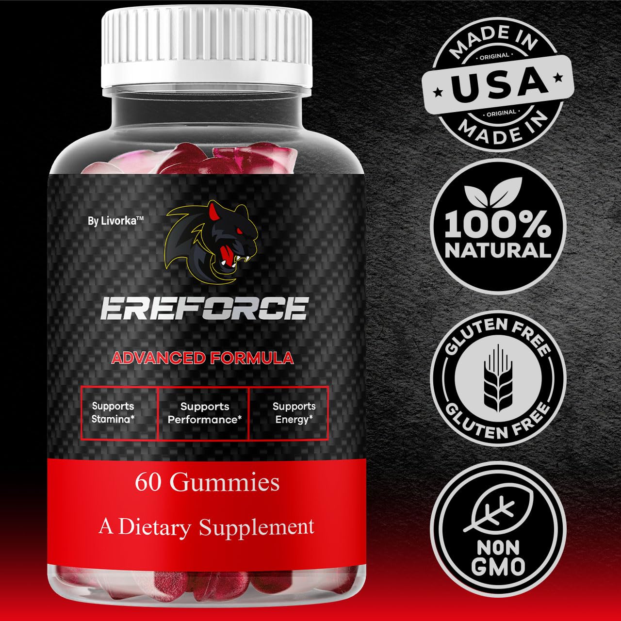 LIVORKA Ereforce Gummies for Men, 120 Gummies
