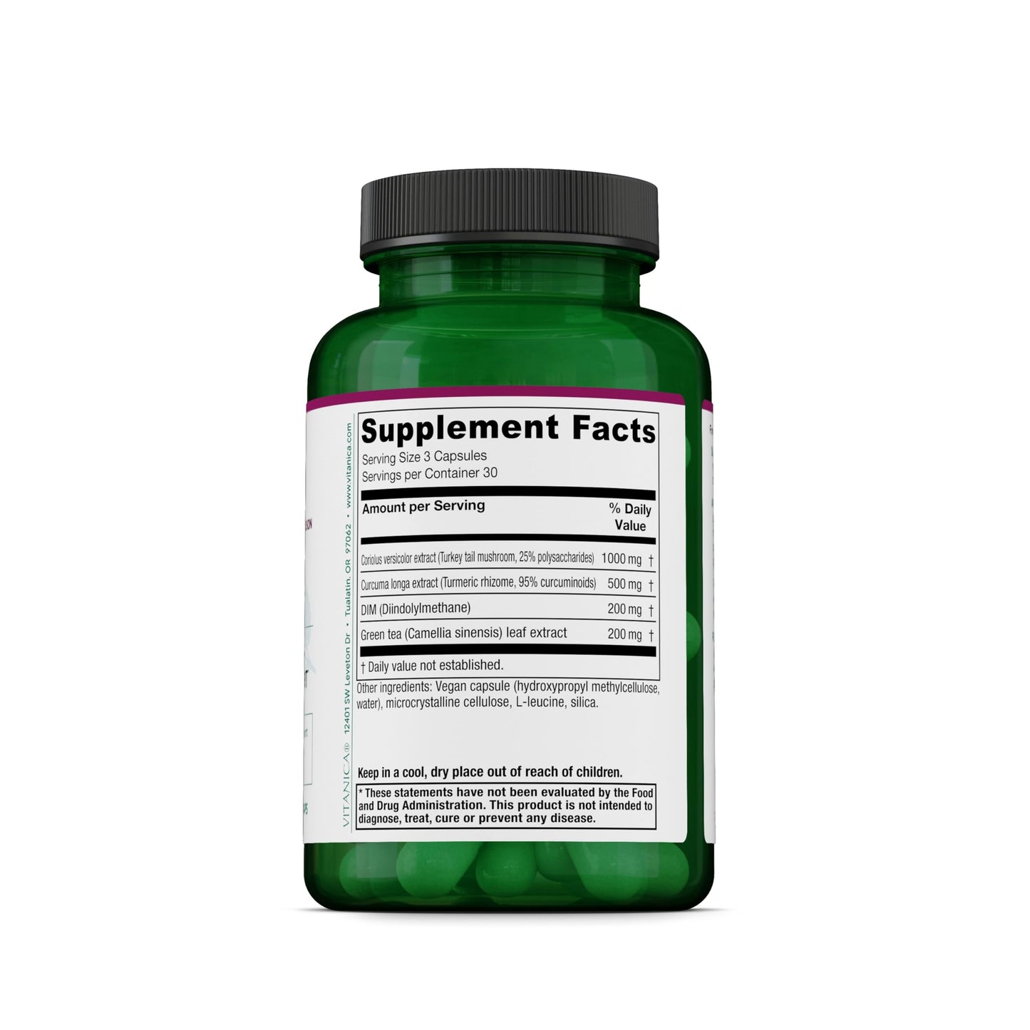 Vitanica CCDG Blend Immune Support with Green Tea & Turmeric DIM with Turkey Tail - Vegan Capsules, 90 Count