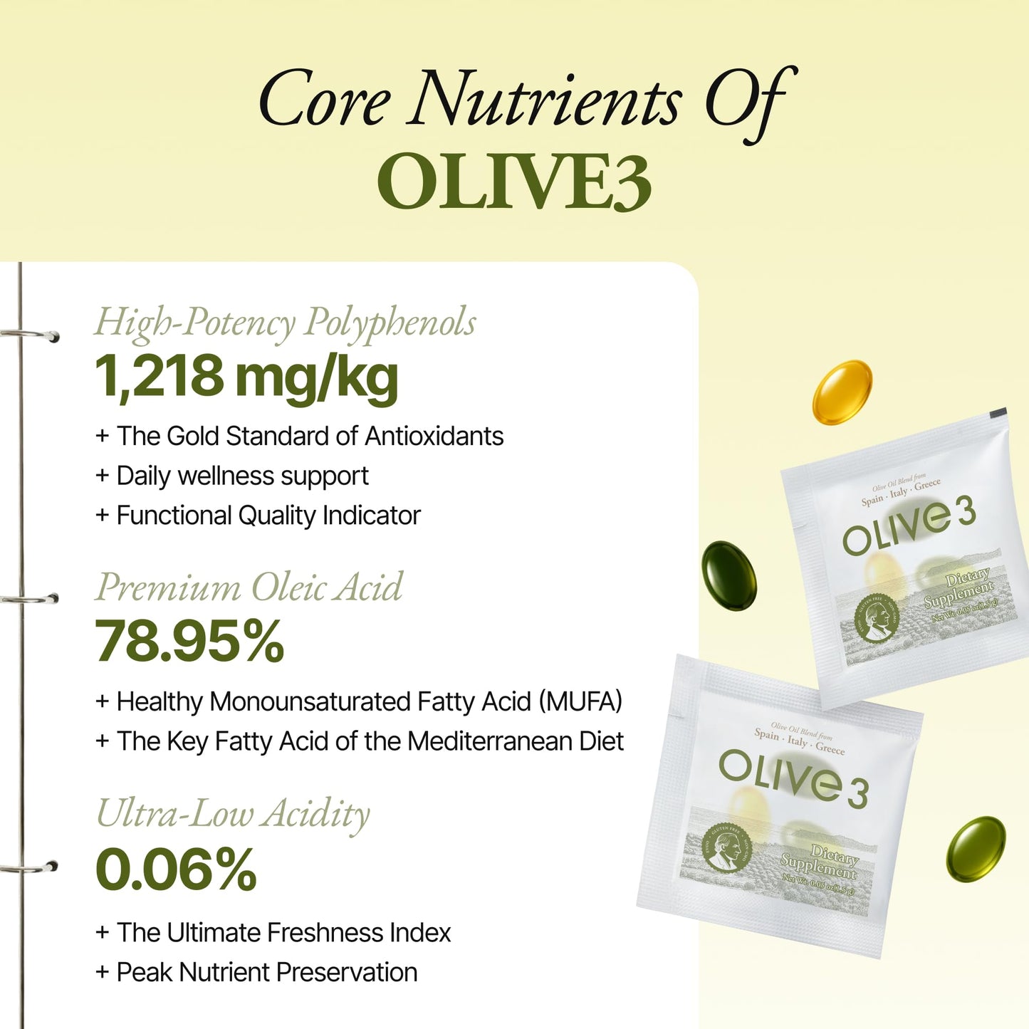 Ollocdam Olive3 Extra Virgin Olive Oil Softgel Capsules 42 Count
