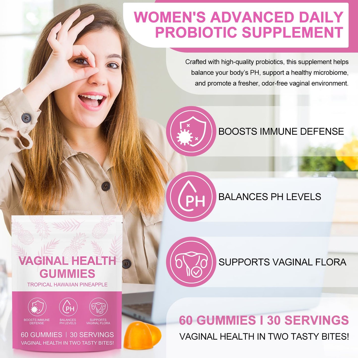 Onznoz Vaginal Probiotics for Women Capsules, 120 Capsules