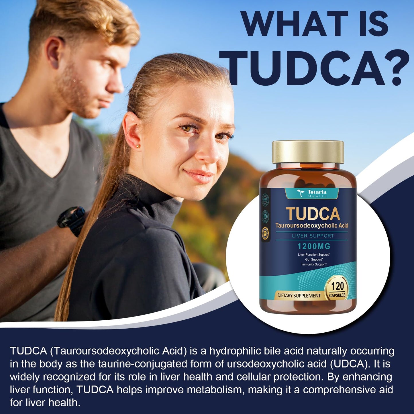 Totaria TUDCA Bile Salts 1200mg (Tauroursodeoxycholic Acid) Capsules 240