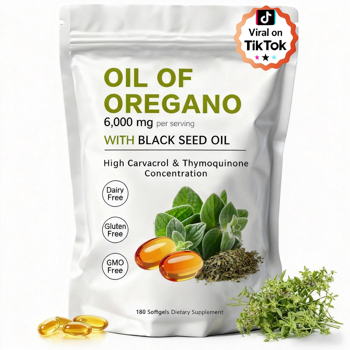 KITABIO Oil of Oregano Softgels with Black Seed Oil 1 Count