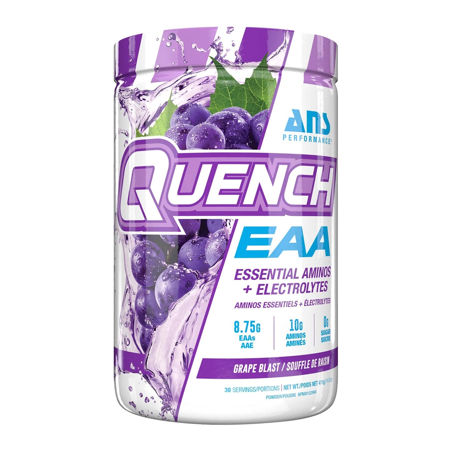 ANS Performance Quench EAA Aminos + Electrolytes Powder – Complete Blend of 9 EAAs – 10g Total Amino Acids – Vitamins, Antioxidants, Electrolytes – Zero Sugar, Carbs, Calories (Grape Blast) – 14.6 oz