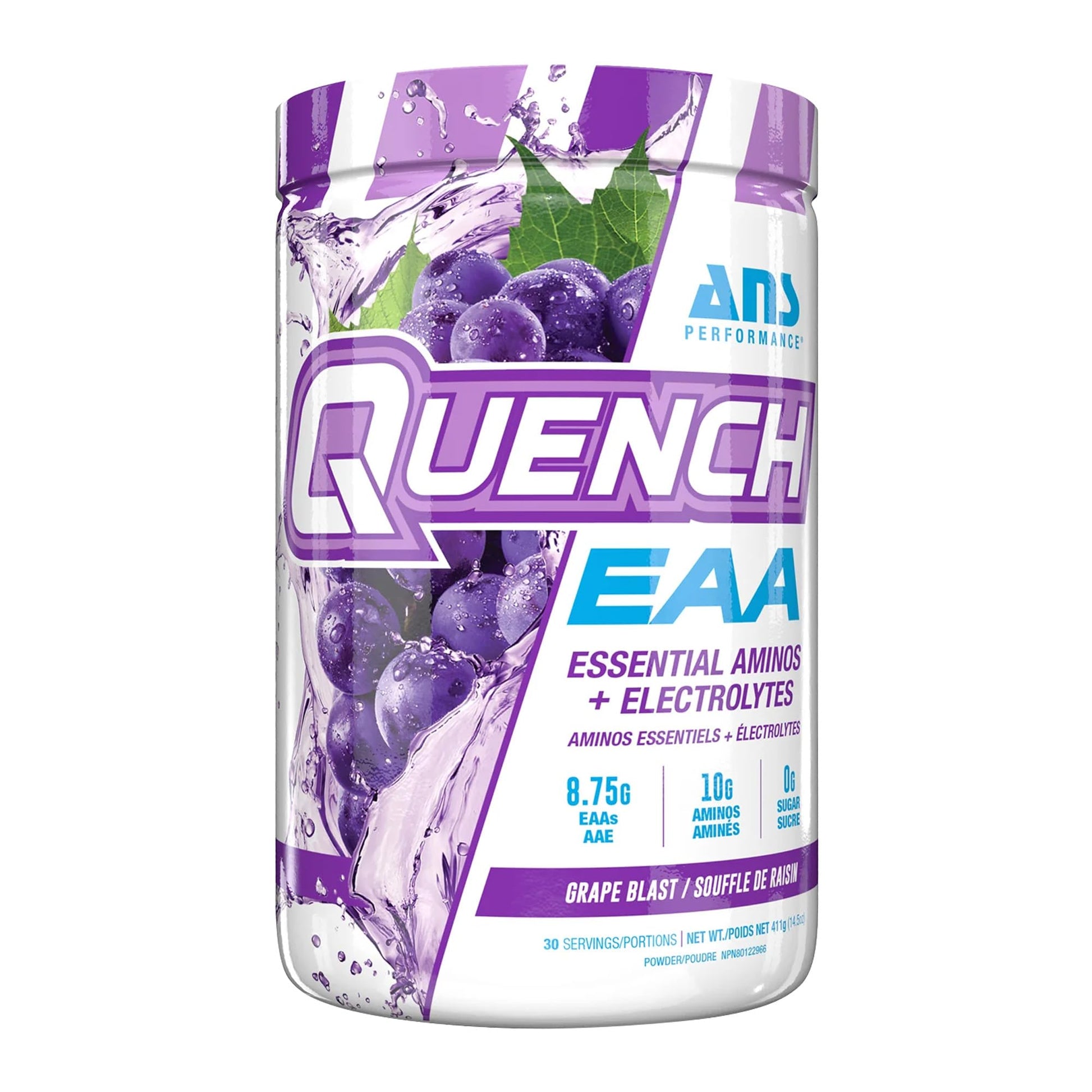 ANS Performance Quench EAA Aminos + Electrolytes Powder – Complete Blend of 9 EAAs – 10g Total Amino Acids – Vitamins, Antioxidants, Electrolytes – Zero Sugar, Carbs, Calories (Grape Blast) – 14.6 oz