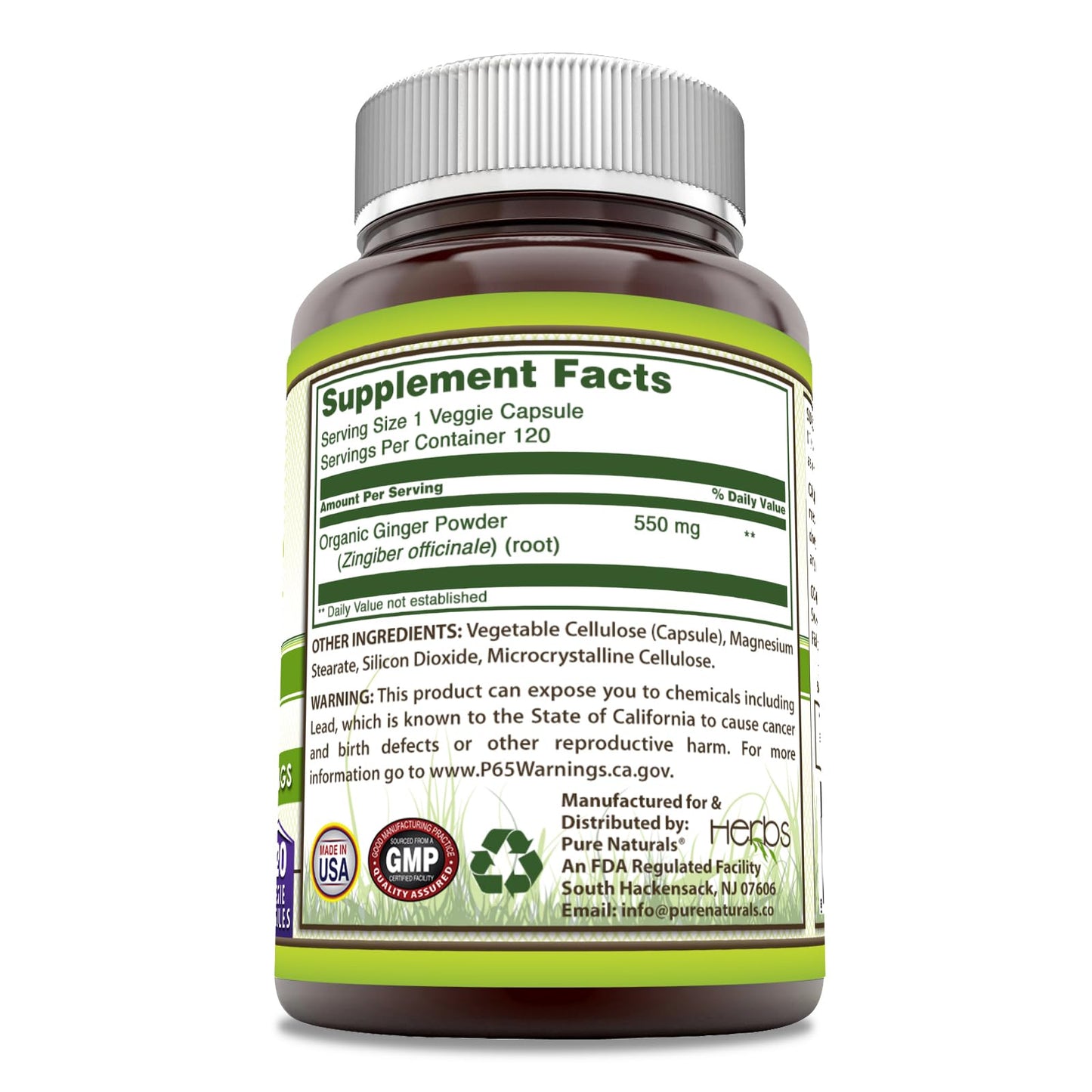 Pure Naturals Ginger Root Supplement Capsule 120 Capsules