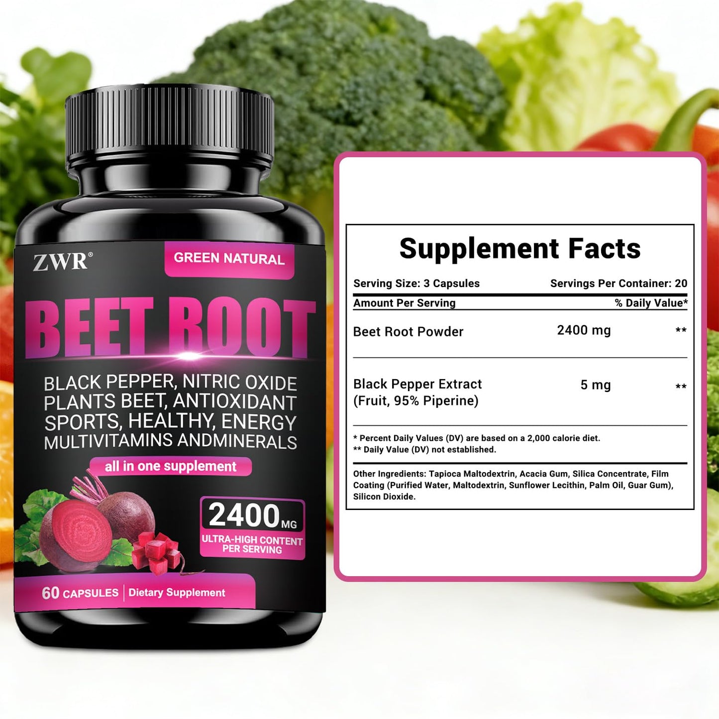 ZWR Beet Root Supplement Capsule 60 Count