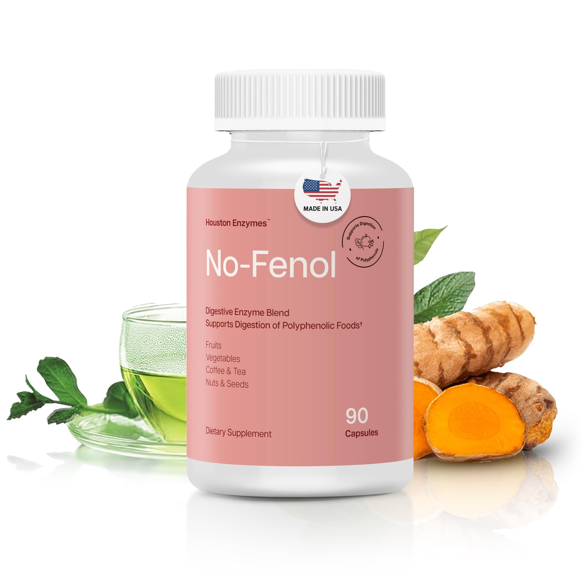 Houston Enzymes No-Fenol Digestive Enzyme Supplement Capsules 90