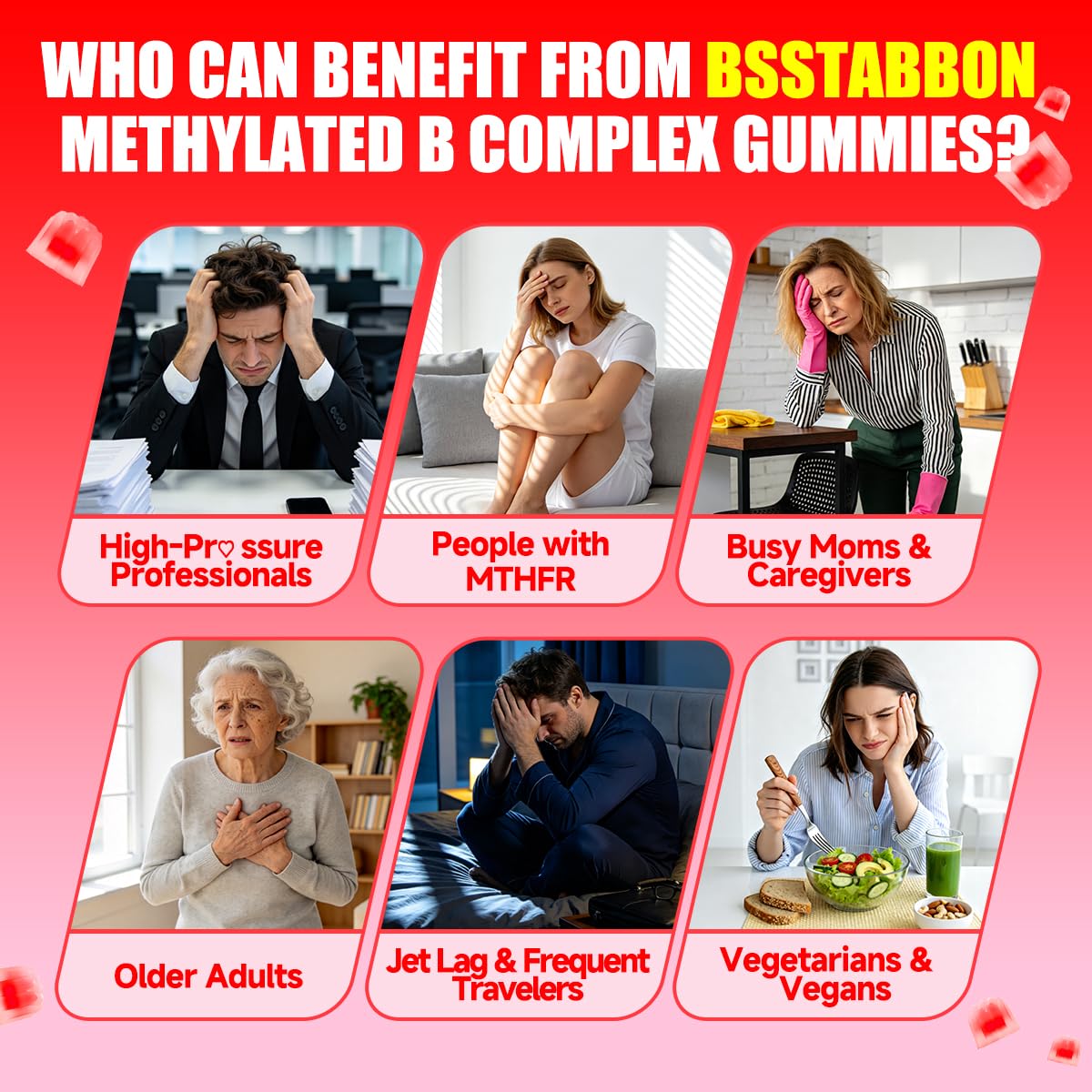 BSSTABBON Methylated Vitamin B Complex Gummies 120 Gummies