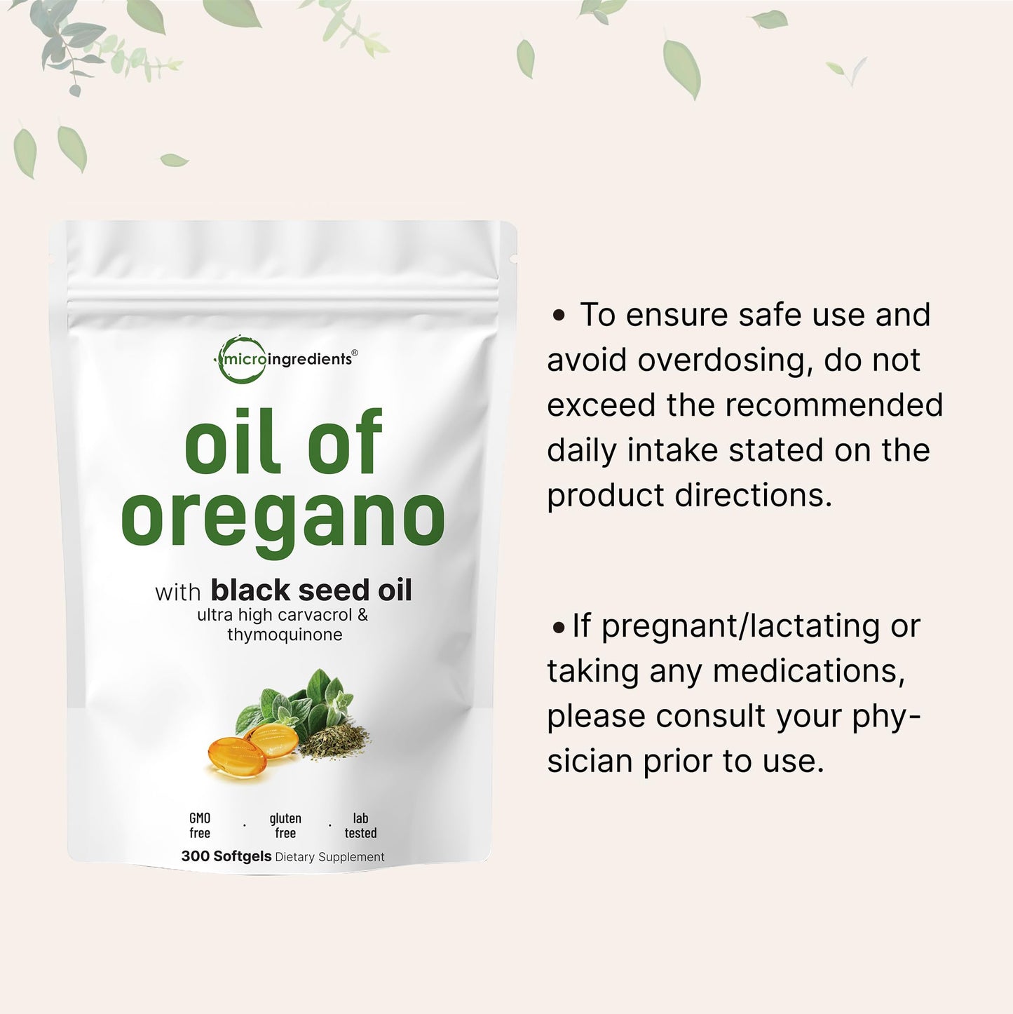 Micro Ingredients Oil of Oregano Softgels 300 Count