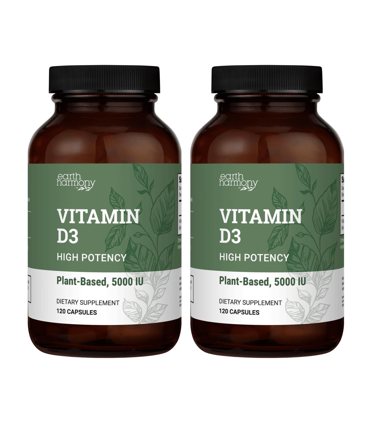 Earth Harmony Naturals Vegan Vitamin D3 5000 IU Capsules, 120 Count