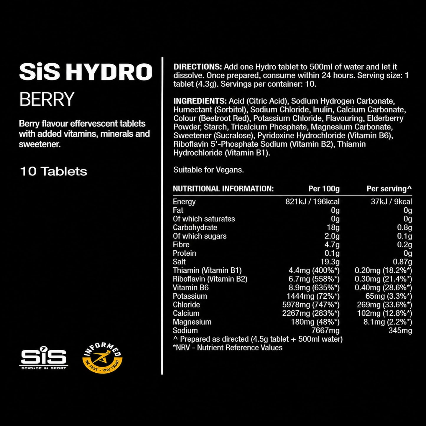 Science in Sport SiS Hydro Tablets 8 Tablets