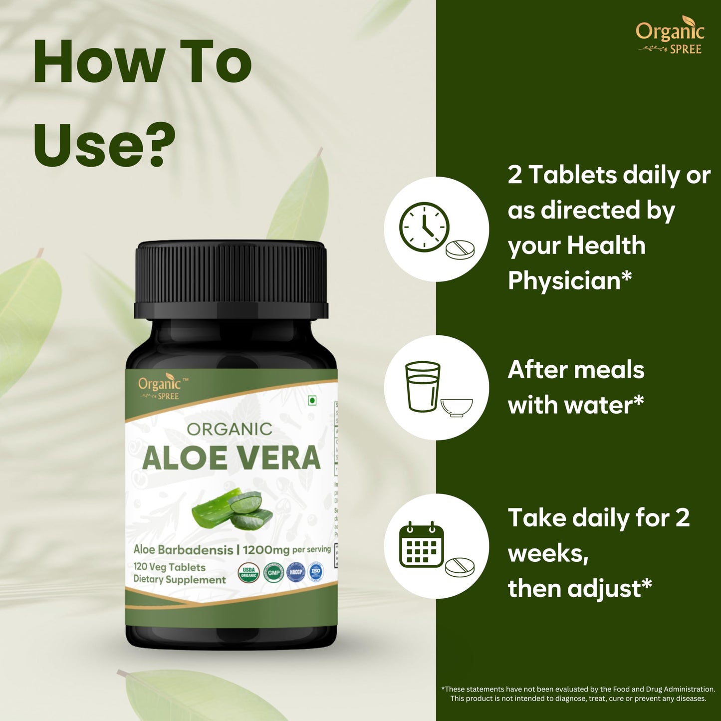 Organic Spree Aloe Vera 120 Tablets