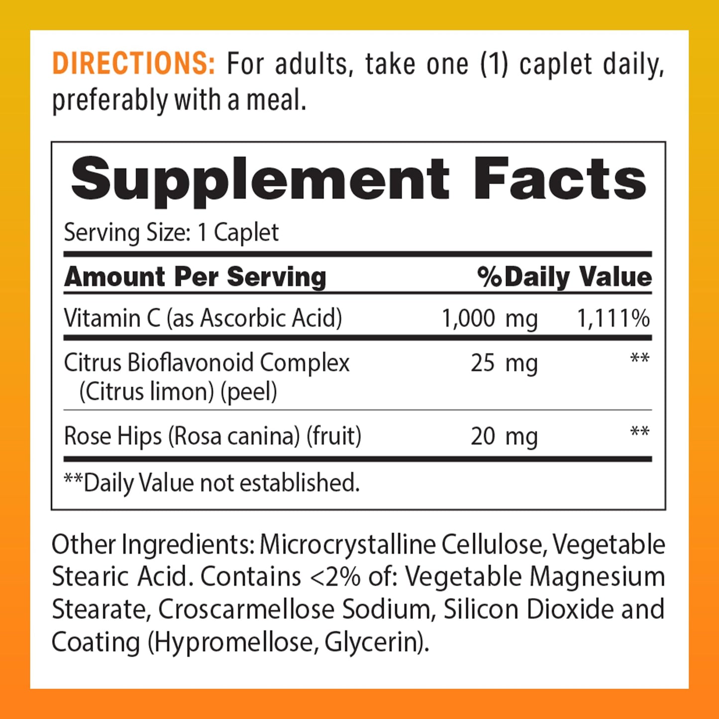 Vitamin World Vitamin C 1000 mg with Bioflavonoids and Wild Rose HIPS Caplets 400