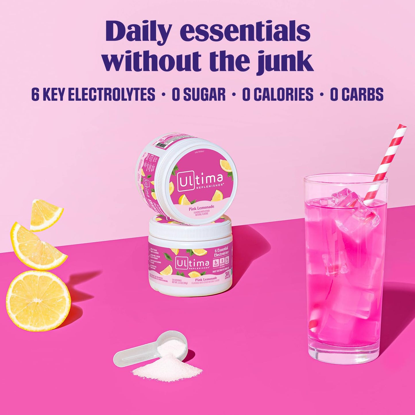 Ultima Replenisher Pink Lemonade Electrolytes Powder, 3.2 Ounce