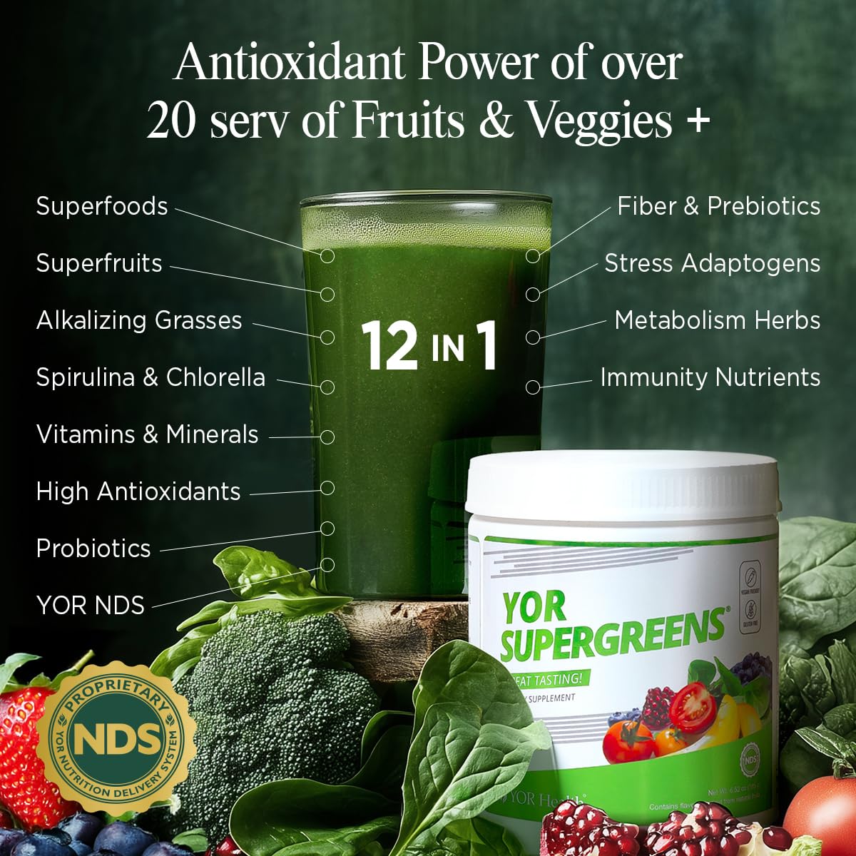 YOR Health SUPERGREENS Powder 6.52 Ounce