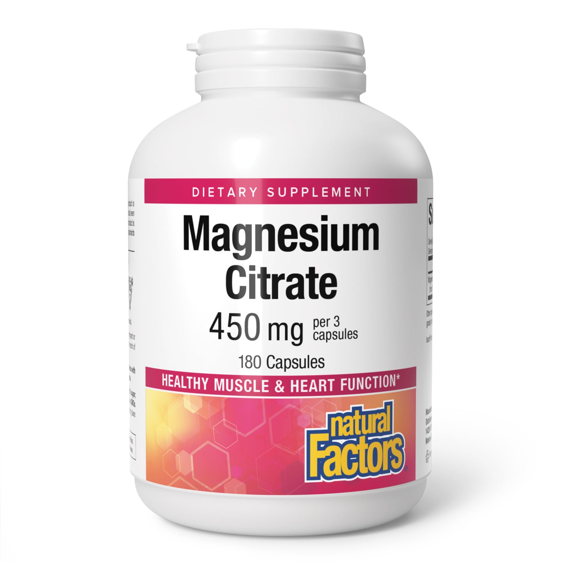Natural Factors Magnesium Citrate 150 mg, Muscle and Heart Health Formula, 180 Capsules