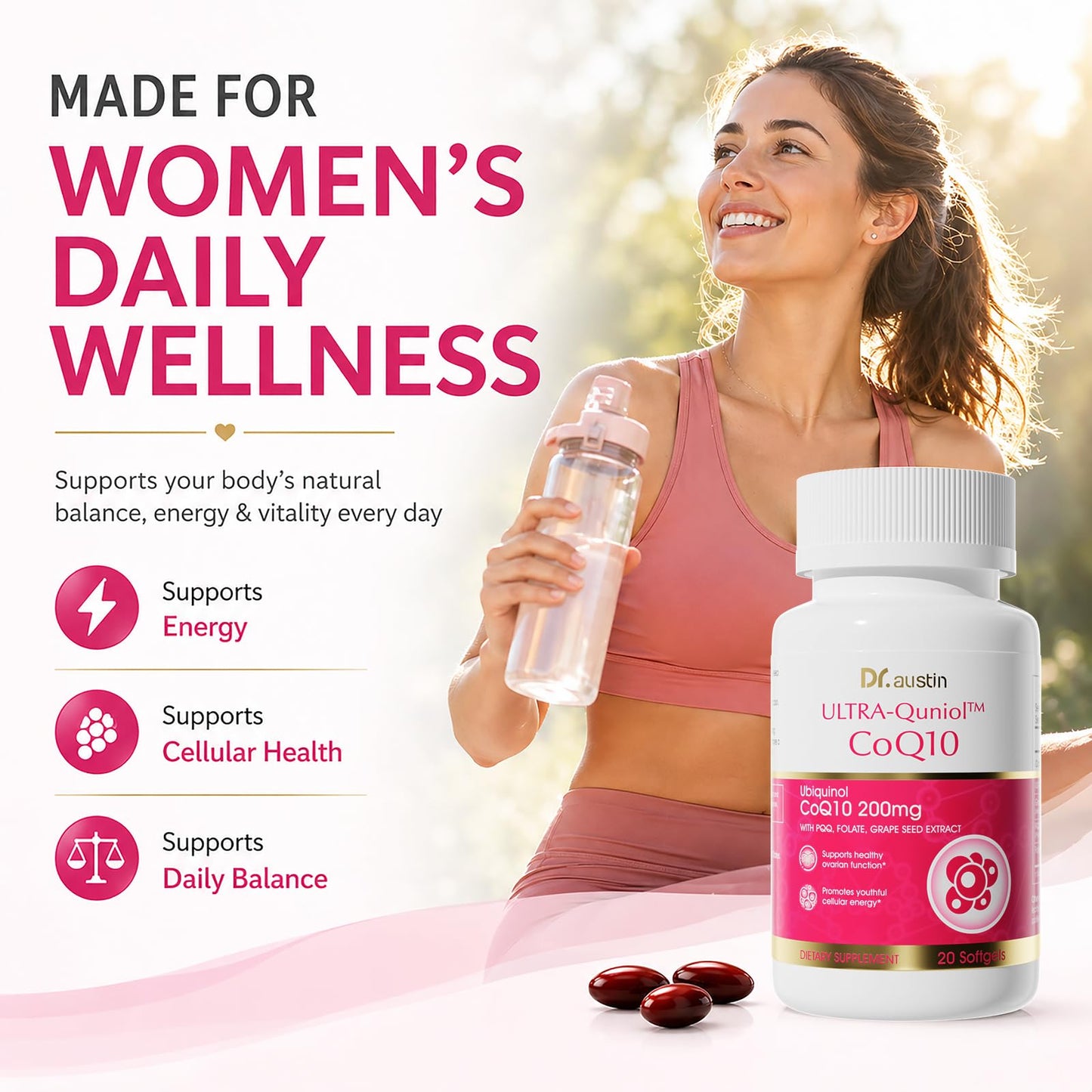DR.AUSTIN CoQ10 200mg Ubiquinol Capsule, 20 Capsules