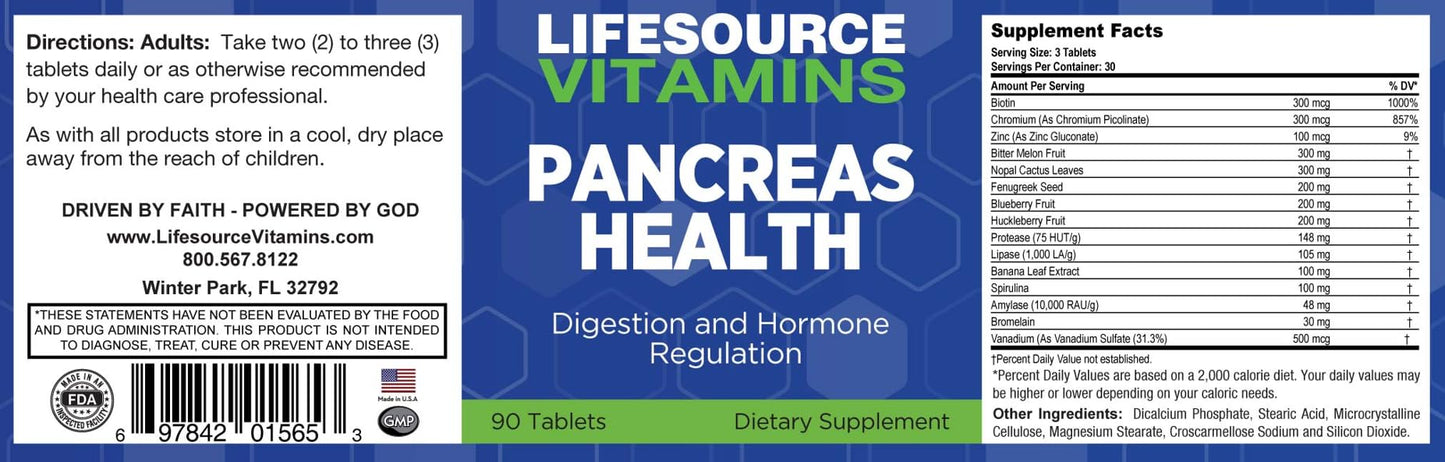 LifeSource Vitamins Pancreas Health Tablet 1 Count