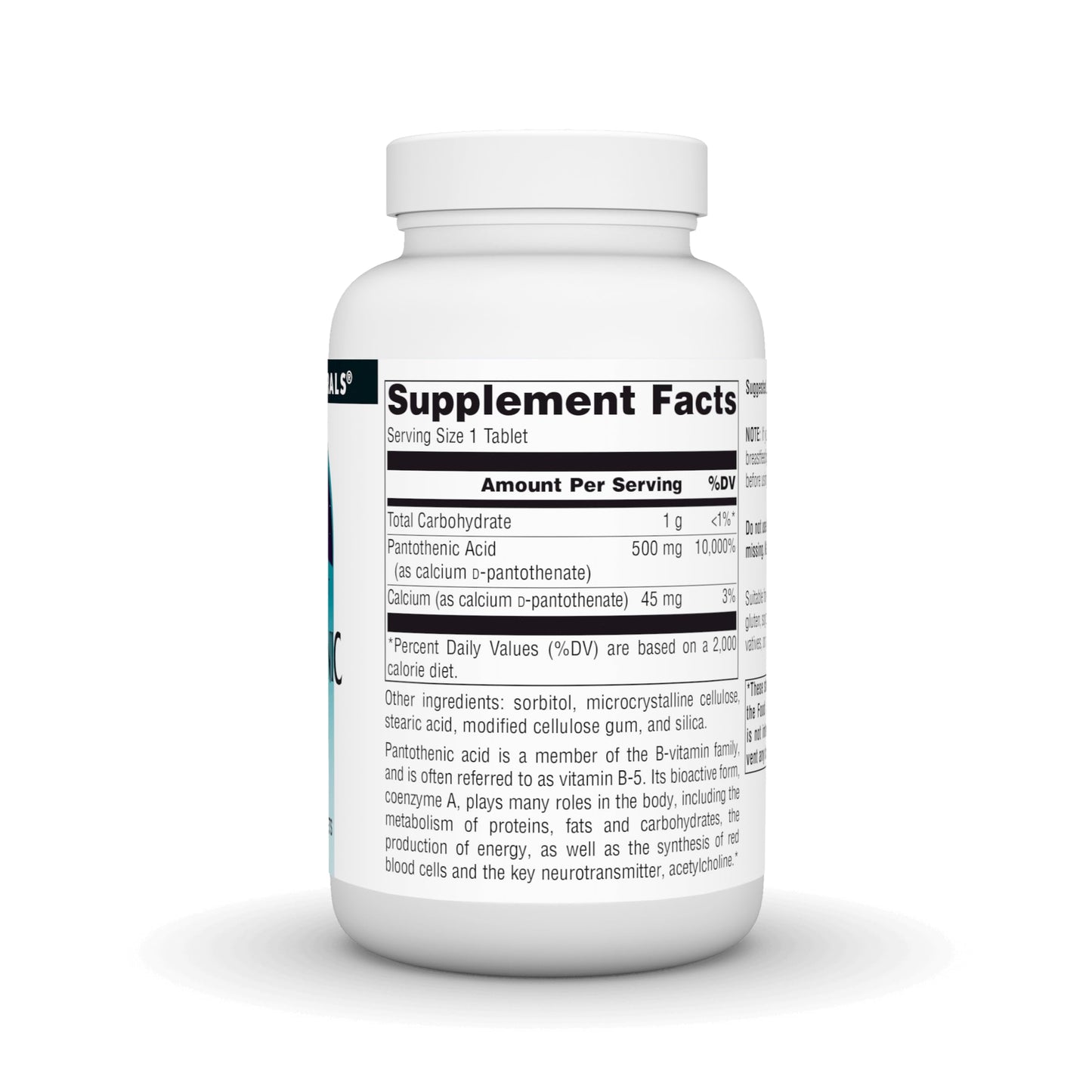 Source Naturals Pantothenic Acid, Vitamin B-5 Dietary Supplement 500 mg Tablet, 100 Tablets