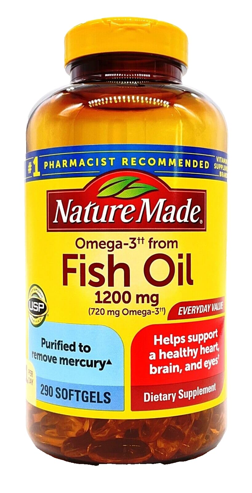 Nature Made Omega-3 from Fish Oil 660 mg EPA + DHA Softgels, 290 Softgels