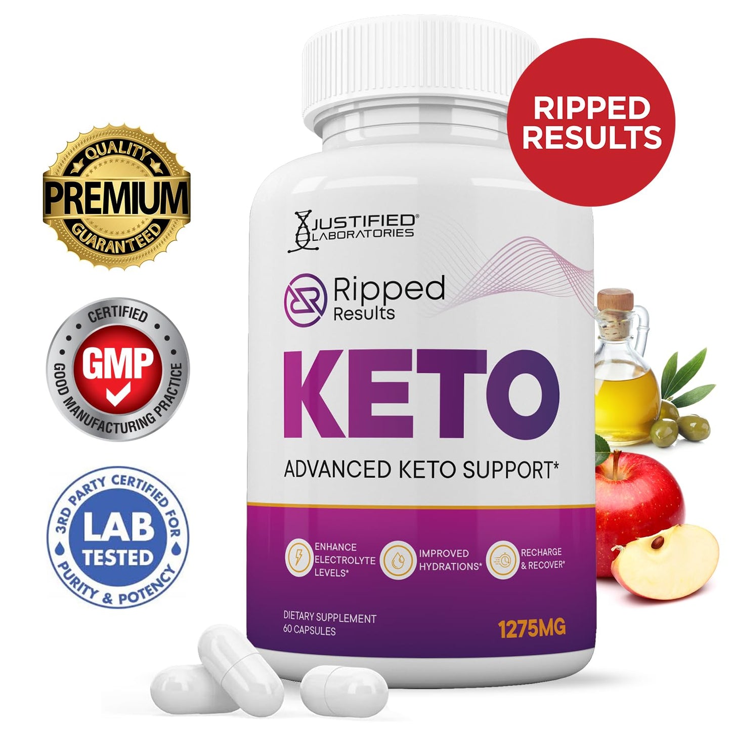 Justified Laboratories Ripped Results Keto ACV 180 Capsules