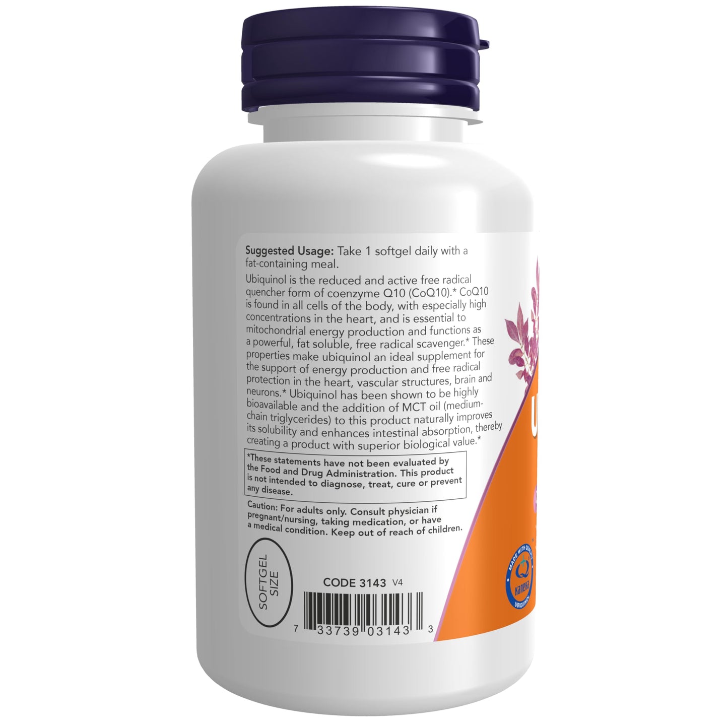 NOW Foods Ubiquinol 100 mg High Bioavailability (the Active Form of CoQ10), Softgels, 120 Count