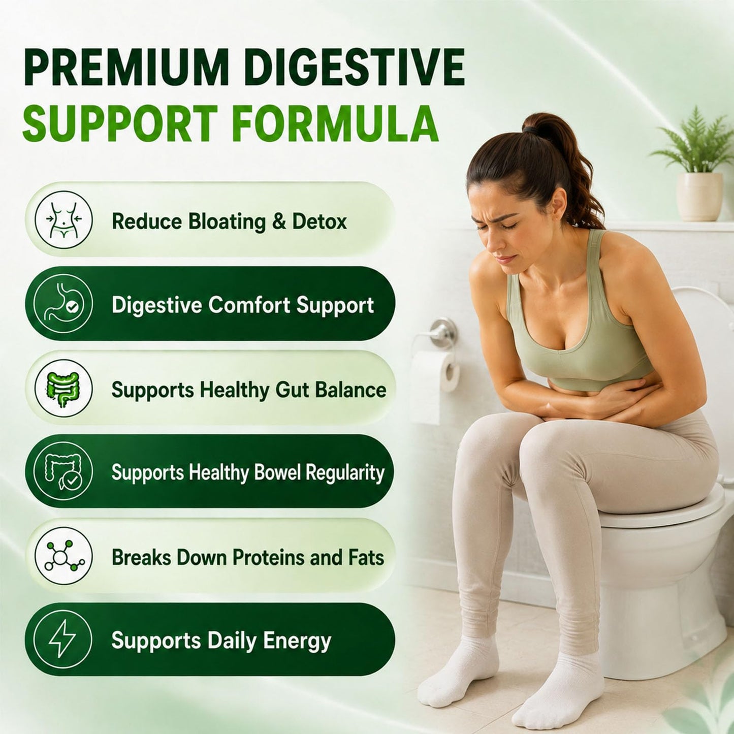 Kunnozz Premium Gut Support Formula with Digestive Enzymes & Botanical Complex Capsules, 90 Capsules
